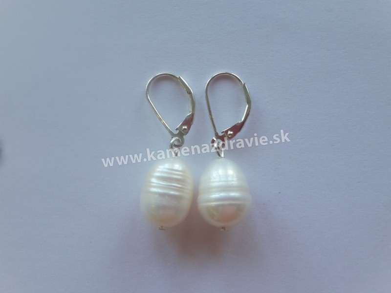 Náušnice - riečne perly biele