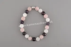 Guličkový ráramok - krištáľ, ametyst, ruženín