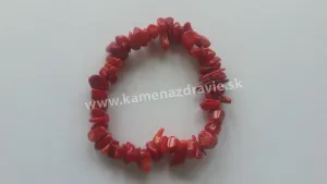 Korál červený - sekaný náramok gumičkový
