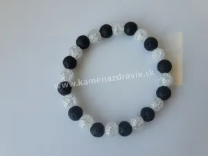 Guličkový náramok - krištáľ, lávový kameň
